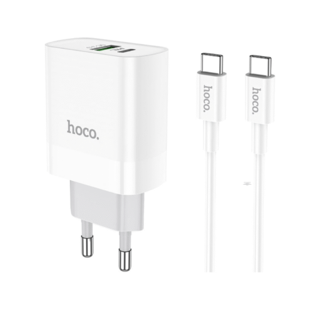 CARGADOR CON CABLE TIPO C A C DUAL PD 20W + USB QC3.0 - HOCO C80A 3A