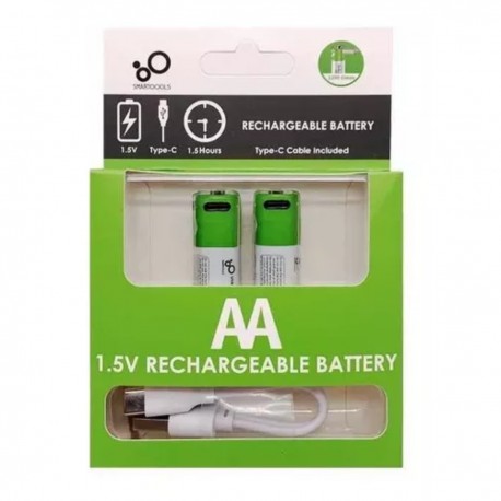 PACK 2 PILAS AA LITIO RECARGABLES PUERTO USB C