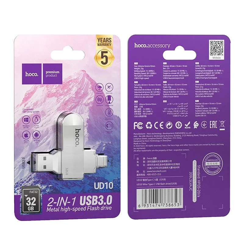 Memoria USB tipo C Hoco UD10 Wise (32 GB) - Imagen 2