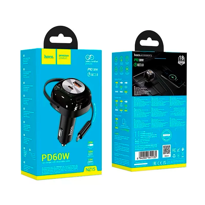 Cargador de Auto Hoco Nz15 60w Negro - Imagen 3