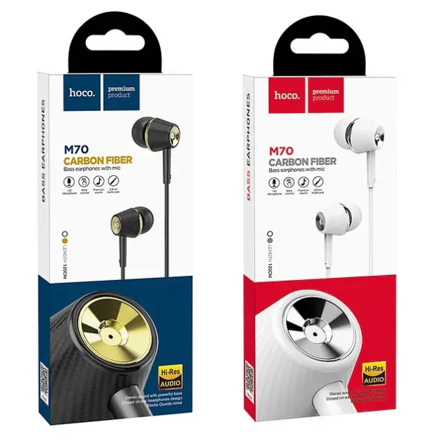 Audifonos Cableados Hoco M70 Fibra Blanco