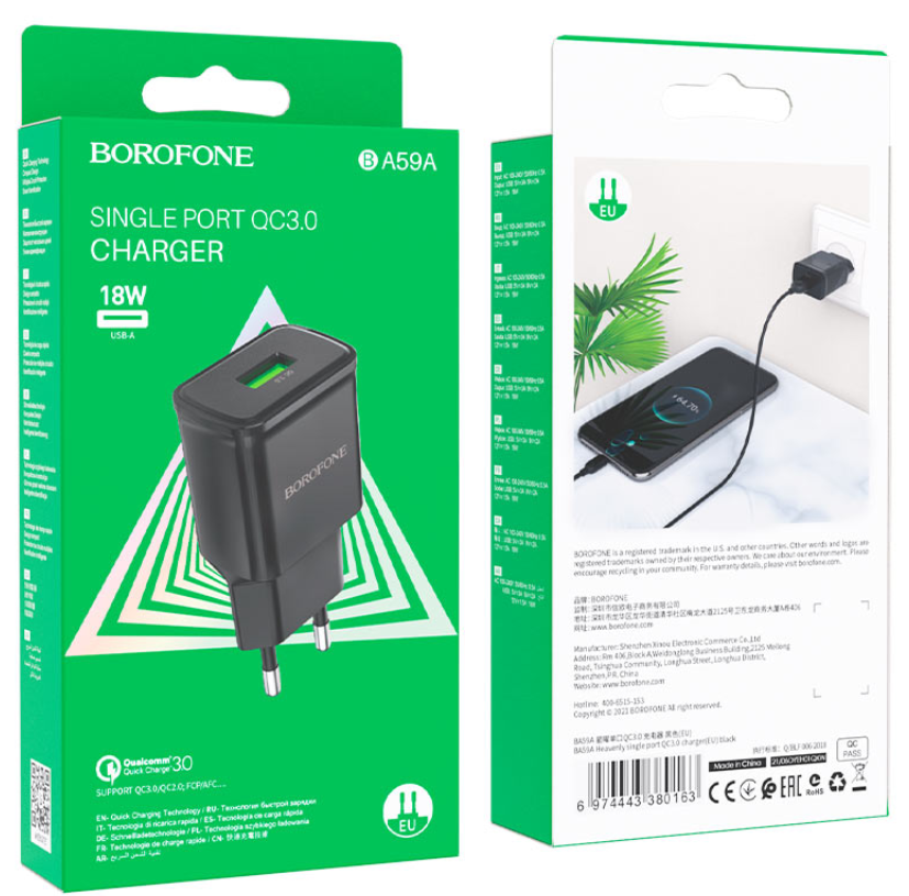 Cargador de pared Borofone BA59A Micro USB 18W