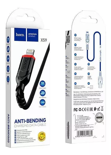 Cable Usb Para Lightning Hoco X59 Negro - Imagen 2
