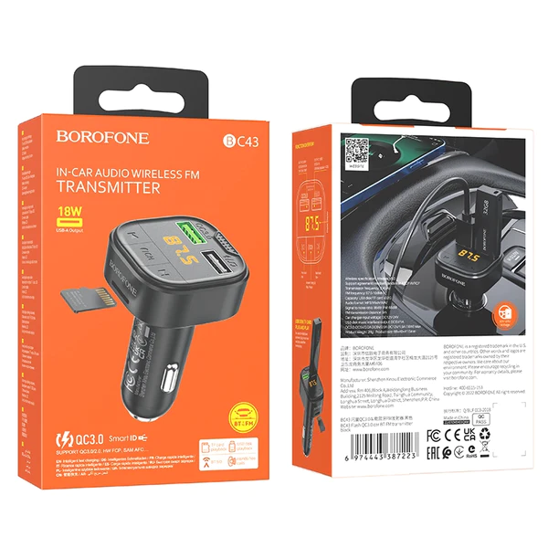 Tansmisor Bluetooth FM auto Borofone BC43 - Imagen 3