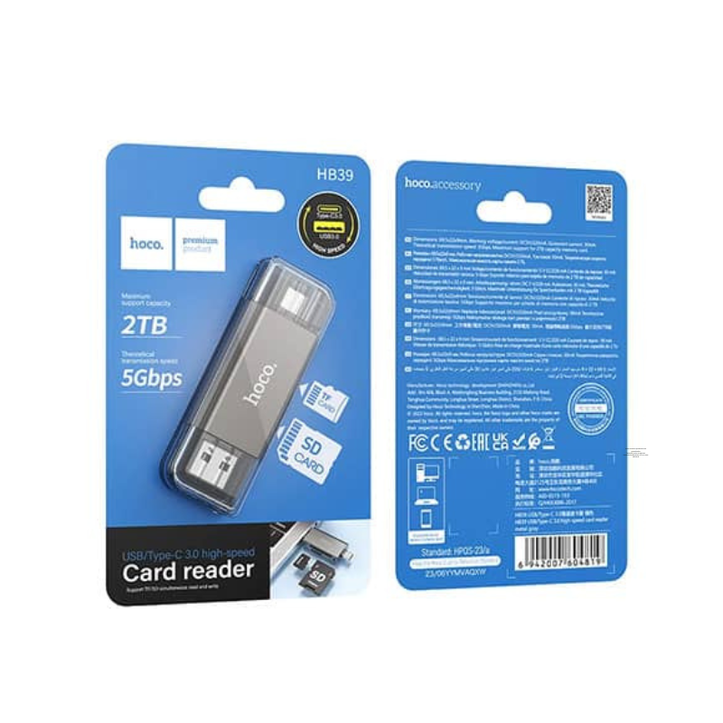 Lector De Memoria Sd Y Micro Sd Usb Y Tipo C 3.0 Hoco Hb39 - Imagen 2