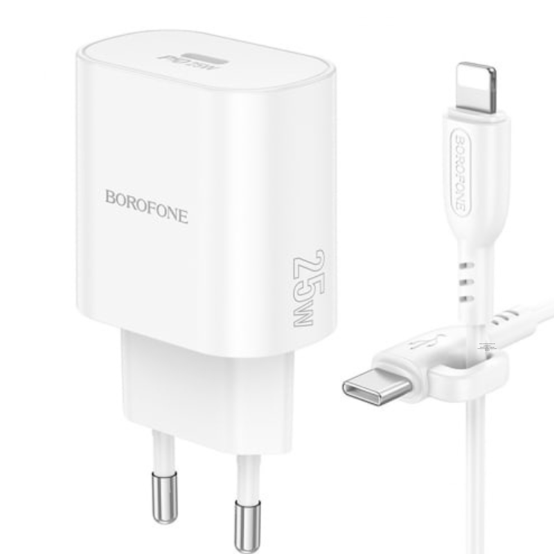 Cargador Rápido Borofone BA82A 25W con Cable Lightning Tipo-C - Imagen 2