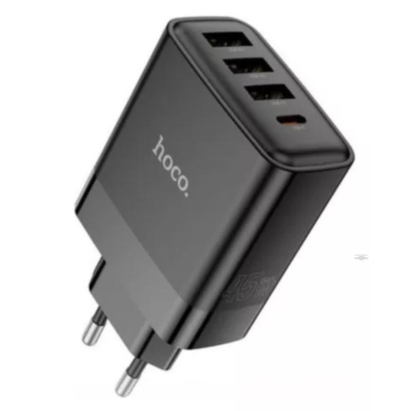 CARGADOR ADAPTADOR 4 PUERTOS 1 TIPO C 45W + 3 USB QC3.0 - HOCO C127A - Imagen 4