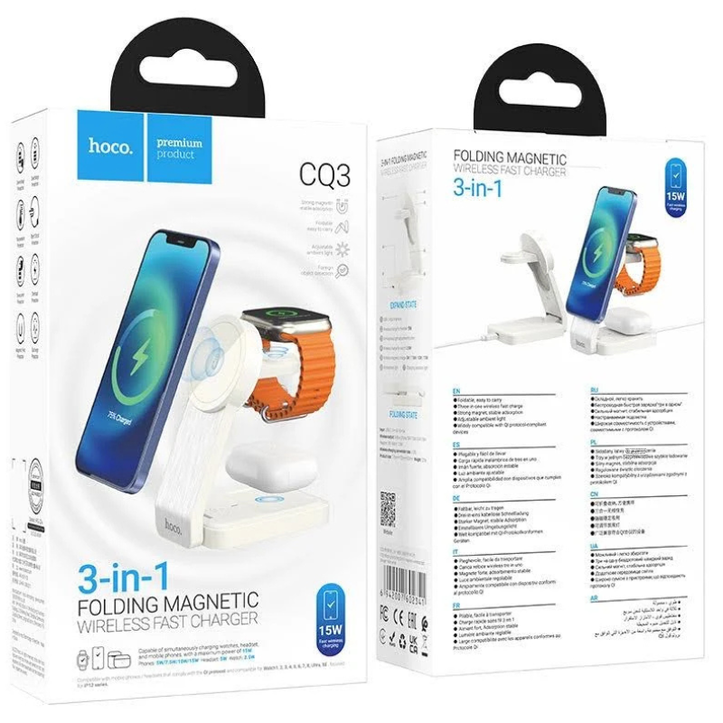 BASE CARGADOR INALÁMBRICO 3 EN 1 HOCO CQ3 - Imagen 2