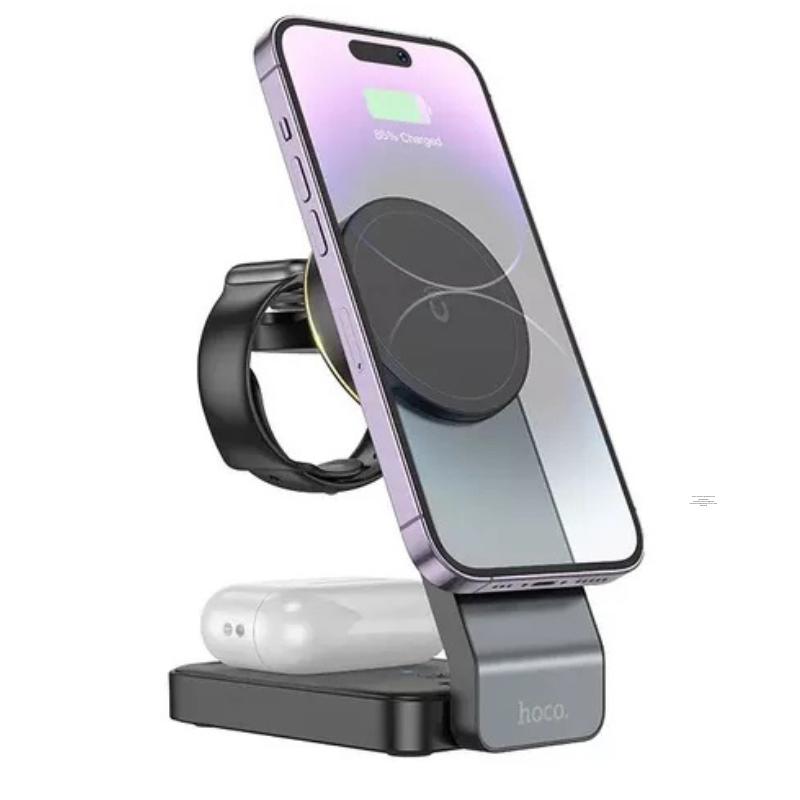 BASE CARGADOR INALÁMBRICO 3 EN 1 HOCO CQ3 - Imagen 3