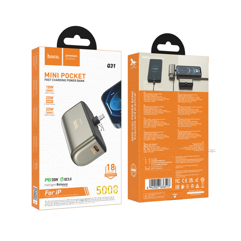 Bateria Portatil Powerbank Hoco Q31 Mini Lightning 5000 Mah - Imagen 3
