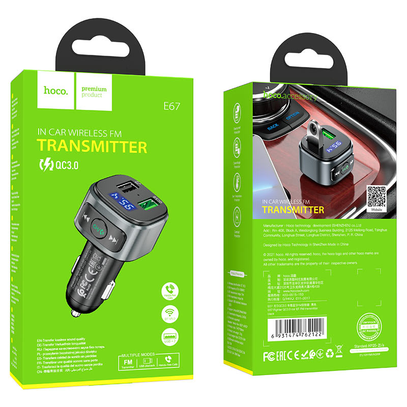 Transmisor FM Bluetooth HOCO E67 - Imagen 3