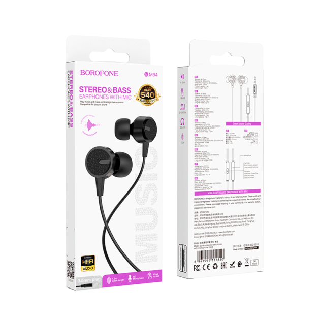 Audífonos In Ear Borofone Bm94 3.5mm Negro