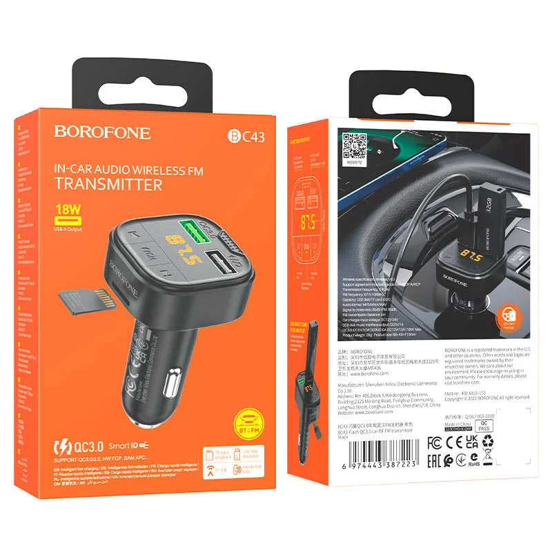 Cargador de auto Transmisor FM Borofone BC43 - Imagen 4